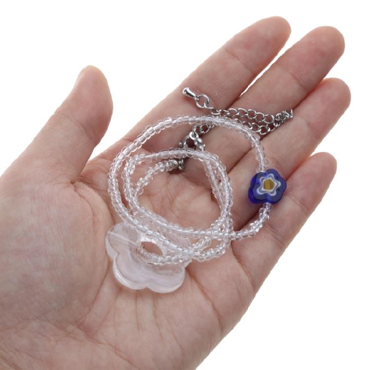 Flower Beaded Pendant Necklaces Small Chain Necklace Choker Pendant Necklaces