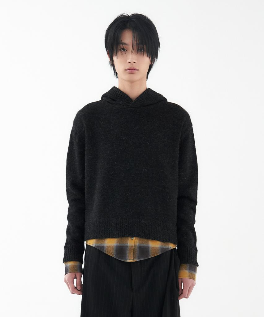 Leondi Blended Layer Hoodie Knit - Black