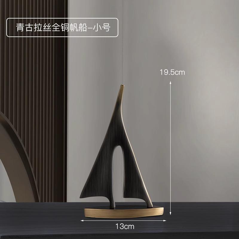 Metal Handicrafts Golden Sailing Ship Geometric Ship Sculpture Sailboat Sailing Boat Yacht Home Decoration Accessories