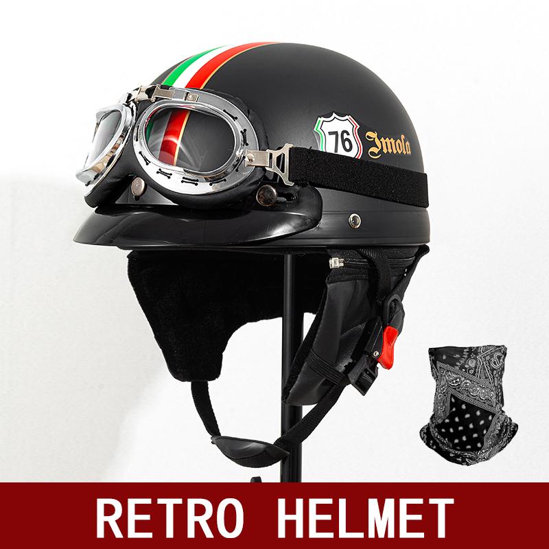 Motorcycle Riding Retro Helmet Half Helmet Motorcycle Helmet Four Seasons Usually Summer and Winter Bike Safety Hat.