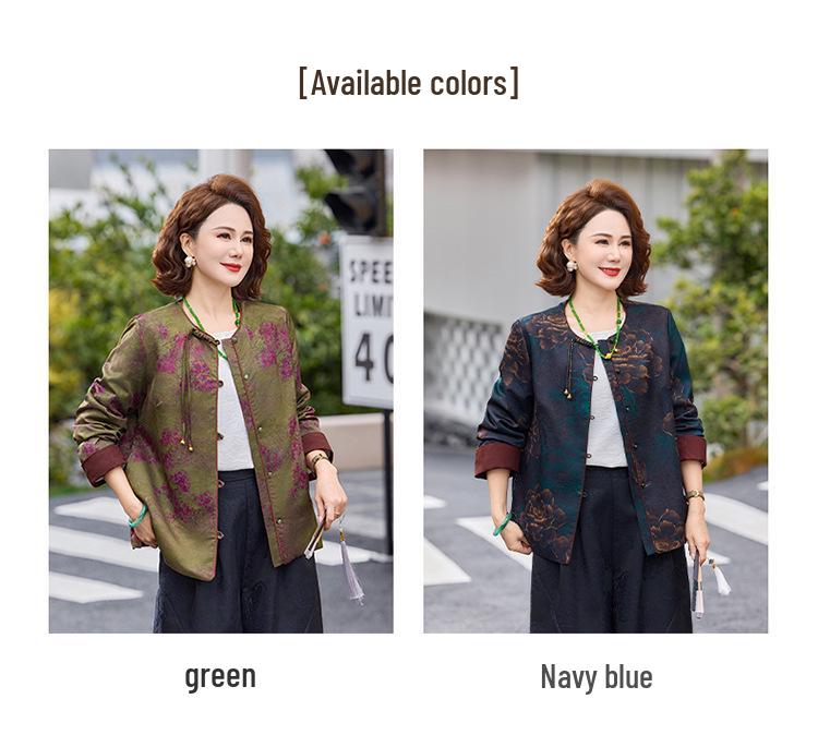 Spring Chinese Style Jacket for Middle-Aged and Elderly Women: Fashionable Top for Mothers and Grandmothers, Perfect for Spring and Autumn