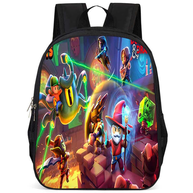 Stylish Stumble Guys Game Print Backpack Durable Oxford Cloth School Bag For Kids