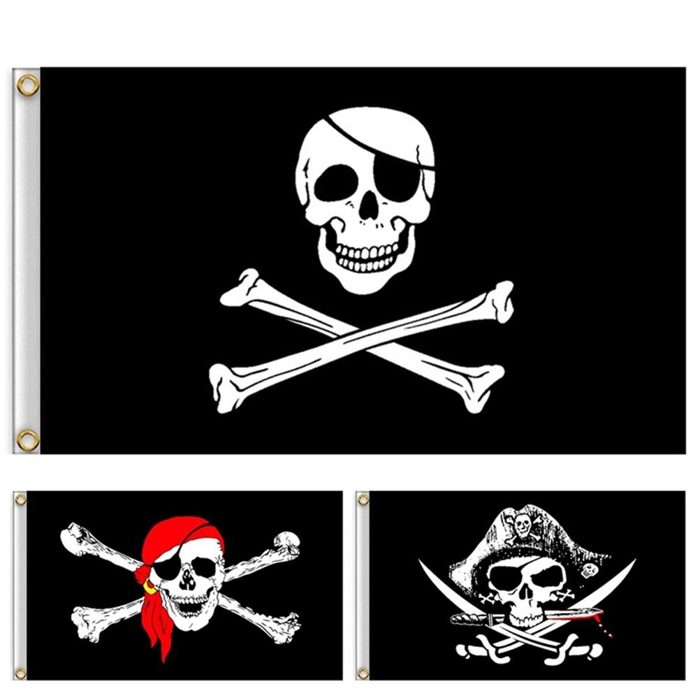 Halloween Jolly Roger Banner Skeleton Pirate Flags Bunting for Halloween Party Pirate Party