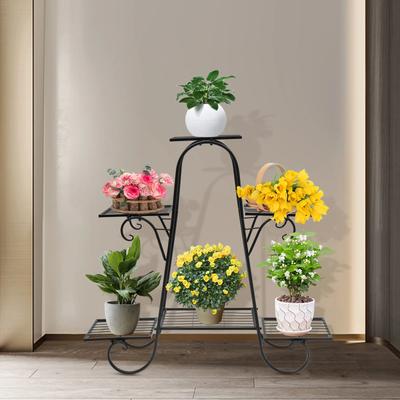 Modern Nordic Style Iron Square Plant Stand, 6-Tier Black Baking Lacquer Shelf, Holder for Plants Decor, Max Load 10kg Per Tier