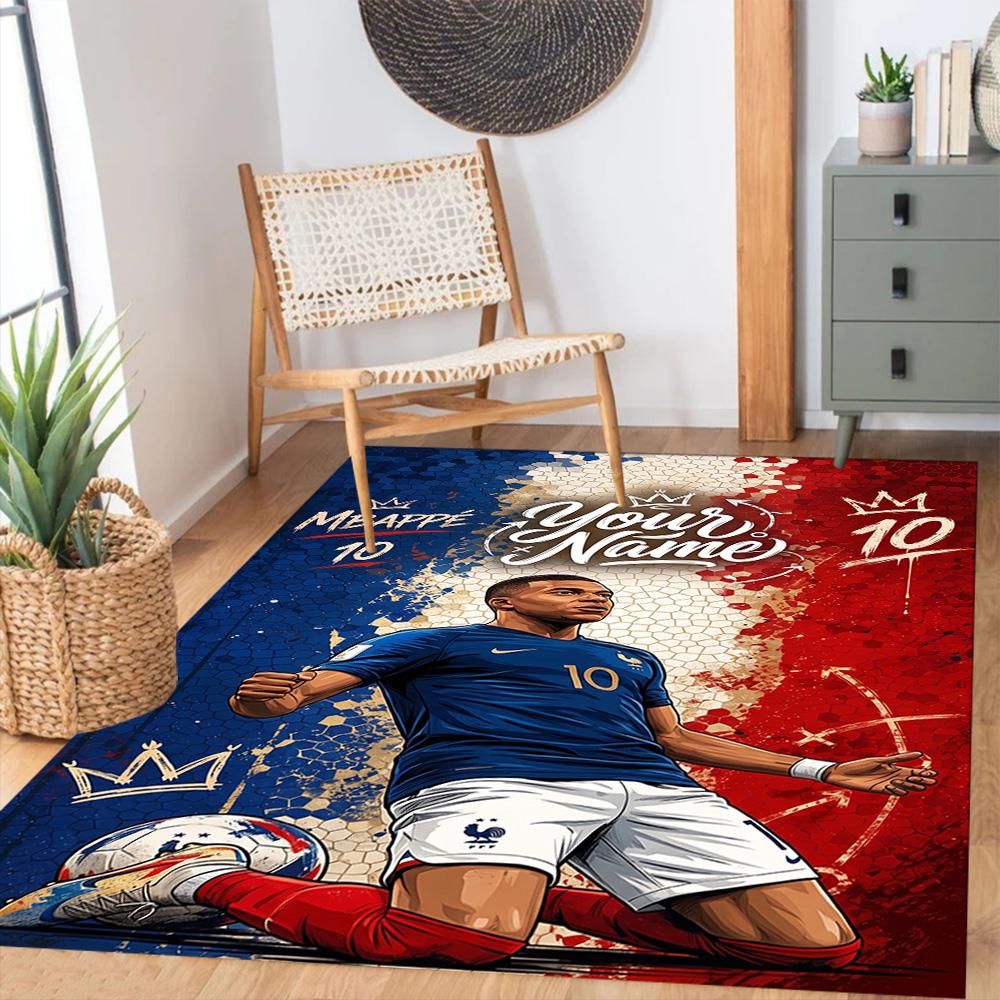 Mbappe Customized Name Floor Mat Design For Entryway Game Room Dining Room Outdoor Antislip Carpet Office Home Decor Perfect Gift For Friends Family