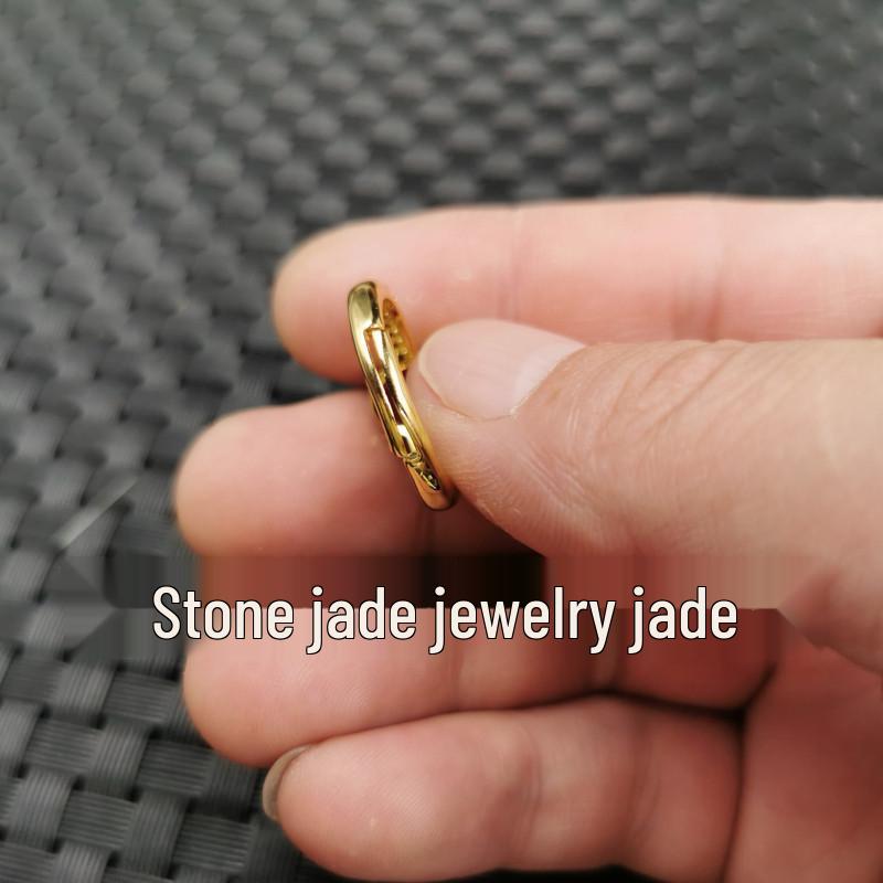 Women's Adjustable Pink Jade & Peach Blossom Cabochon Ring with Imitation Sugilite & Inlaid Diamonds