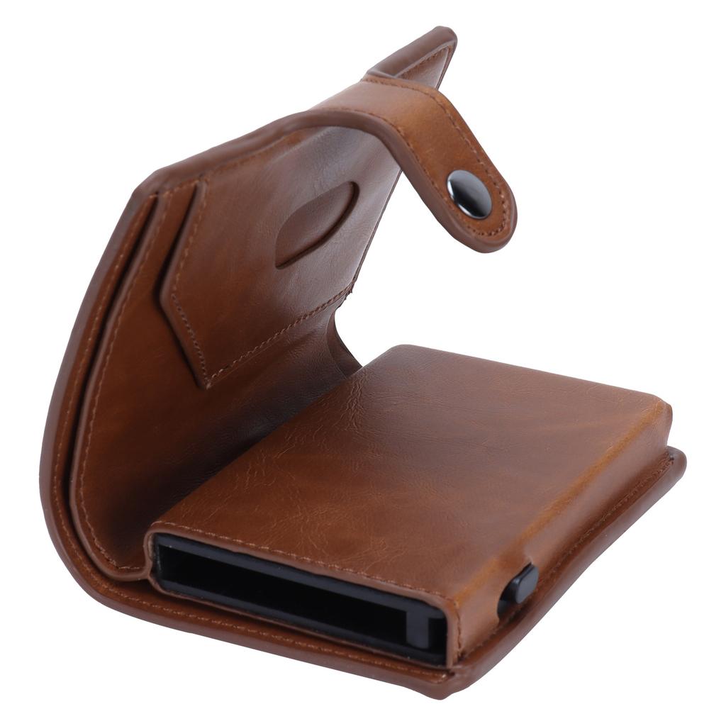 Automatic Credit Card Holder Wallet Portable Business Card Case Anti Theft Purse(Brown x 66#)