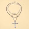 Cross Pendant Necklace Women's Ins Trend European and American Hip-hop Sweet and Cool Multi-layer Clavicle