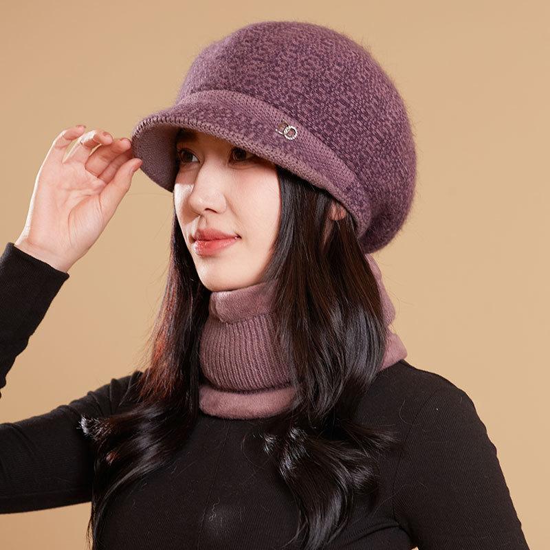 

Тепла шапка з кролячого хутра для жінок середнього та похилого віку, зимова, для їзди на велосипеді в холод, шарф-чохол, шапка для бабусі, плюшева шапка separate hat (without scarf)