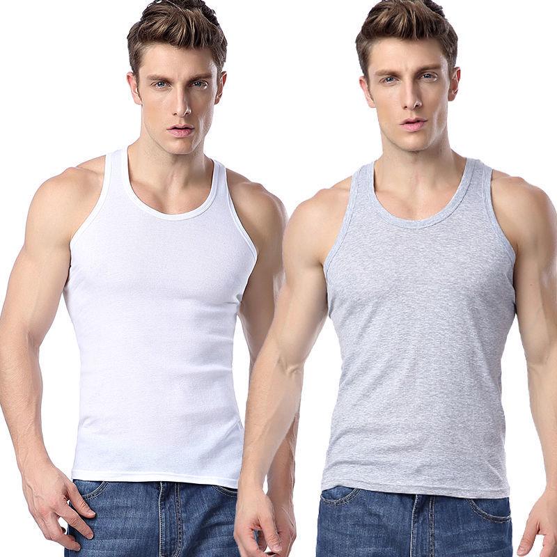 Men's Slim Fit Two-Stripe Quick-Dry Cotton Tank Top
