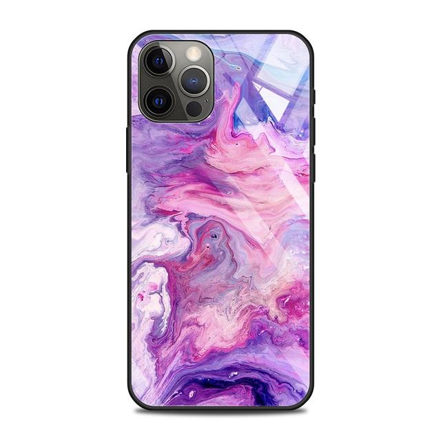 Tempered Glass Case For Iphone 12 11 Pro Max 14 13 12 Mini Fundas X Xr Xs Max 8 7 6s Plus Cover Shell Fundas Colorfull Marble