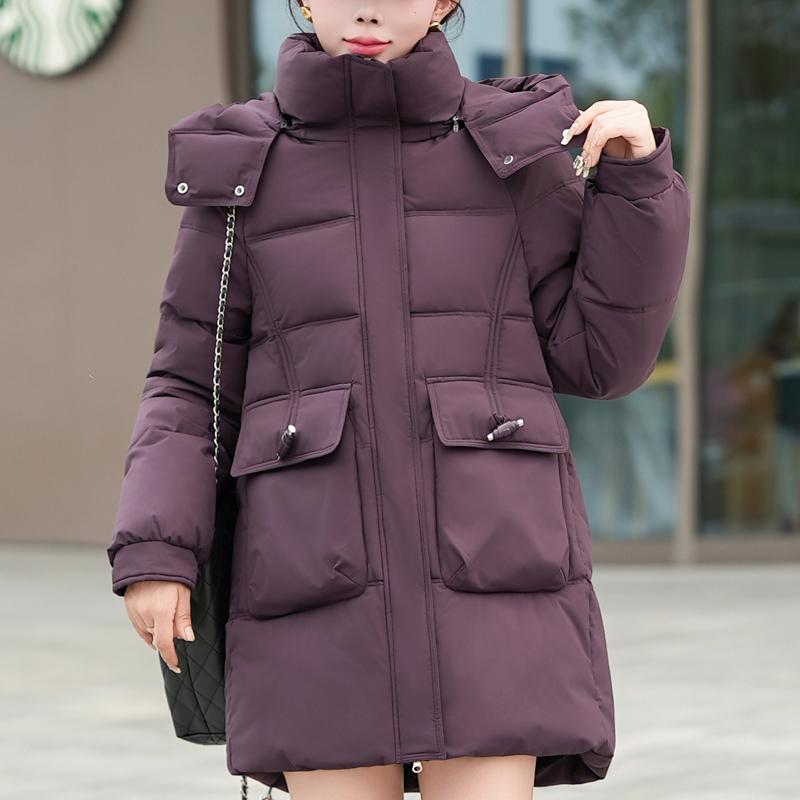 

Женские пальто Зимние длинные парки с капюшоном Повседневные Свободные Толстые Теплые Женские куртки 2XL фиолетовый