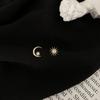 925 Sterling Silver 14K Gold Plating Sun Moon Asymmetrical Stud Earrings Women Exquisite Sweet Student Jewelry Girlfriend Gift