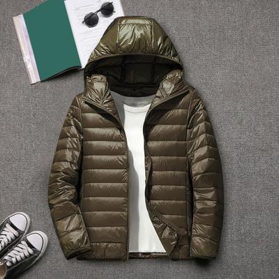 Pánský bavlněný kabát s kapucí Jednobarevný Dlouhý rukáv Prošívaná bunda Jednobarevný Zip