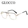 Oversized Square Glasses AntiBlueLight Reading Glasses Metal Frame Glasses Flat Light Prescription Glasses TransparentEyeglasses