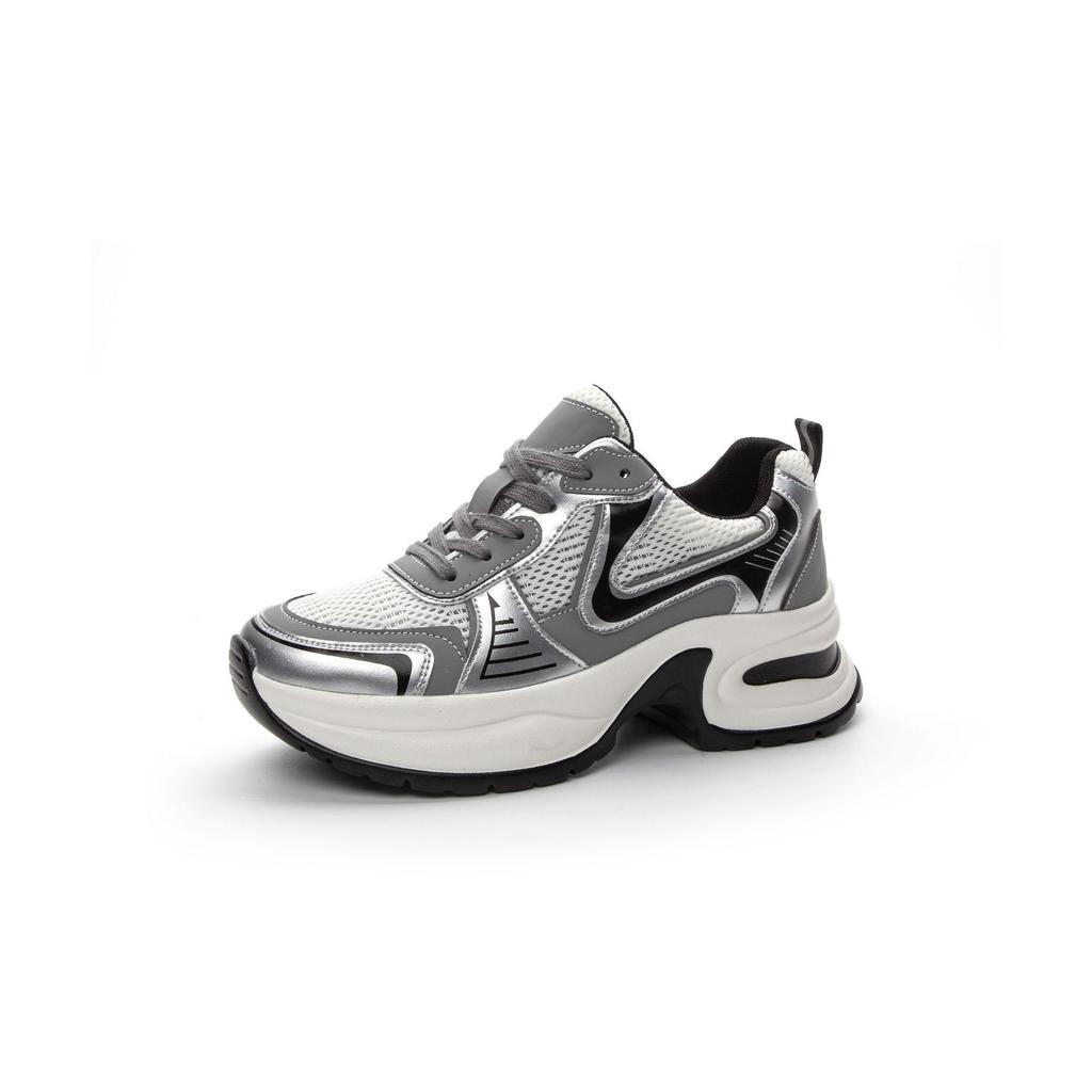 Fashion 35-43 Sneakers 5cm Air Mesh Leather Summer Hollow Women Sandals Platform Wedge Chunky Sneakers Fashion Comfy Vulcanize Shoes