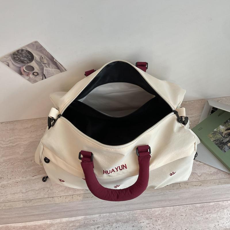 Bolsa de lona impermeable de nailon para mujer, bolsa de viaje, bolsa de gimnasio, bolso de mano con correa ajustable