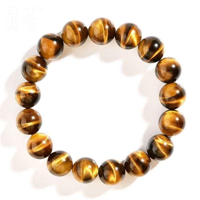 Natural Tiger Eye & Black Agate Stone Bracelet for Men, Women, and Girls - Round Beads Friendship Gift