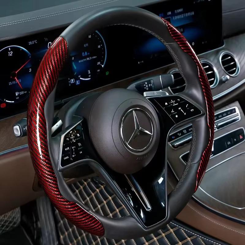 2PCS Universal Car Steering Wheel Cover 38cm Round Steering Wheel Non-slip Smooth Laser Carbon Fiber Car Interior Accessories
