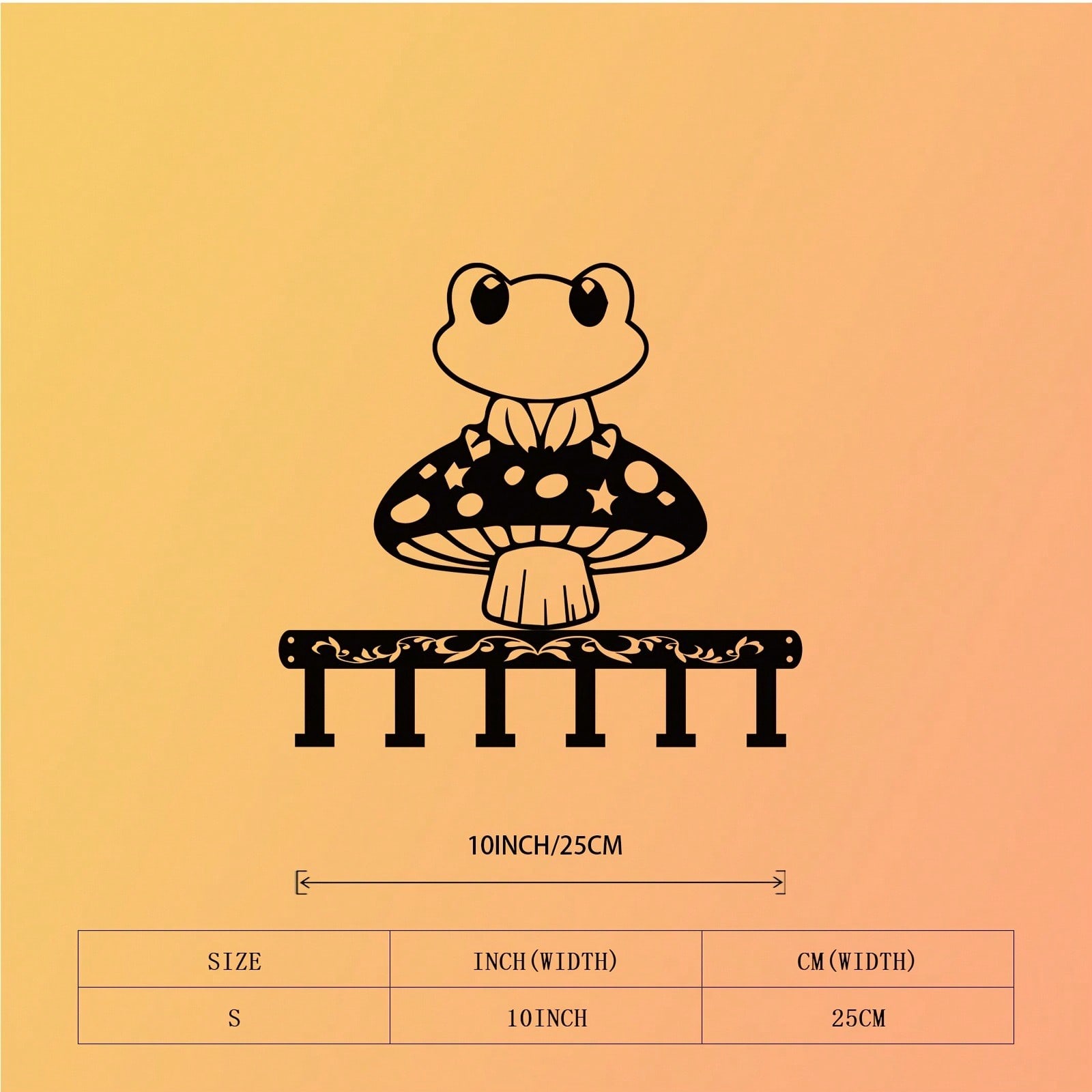 

Frog Mushroom Wall Hook Iron Art Decor for Kids Room Indoor Balcony Installation 28x30