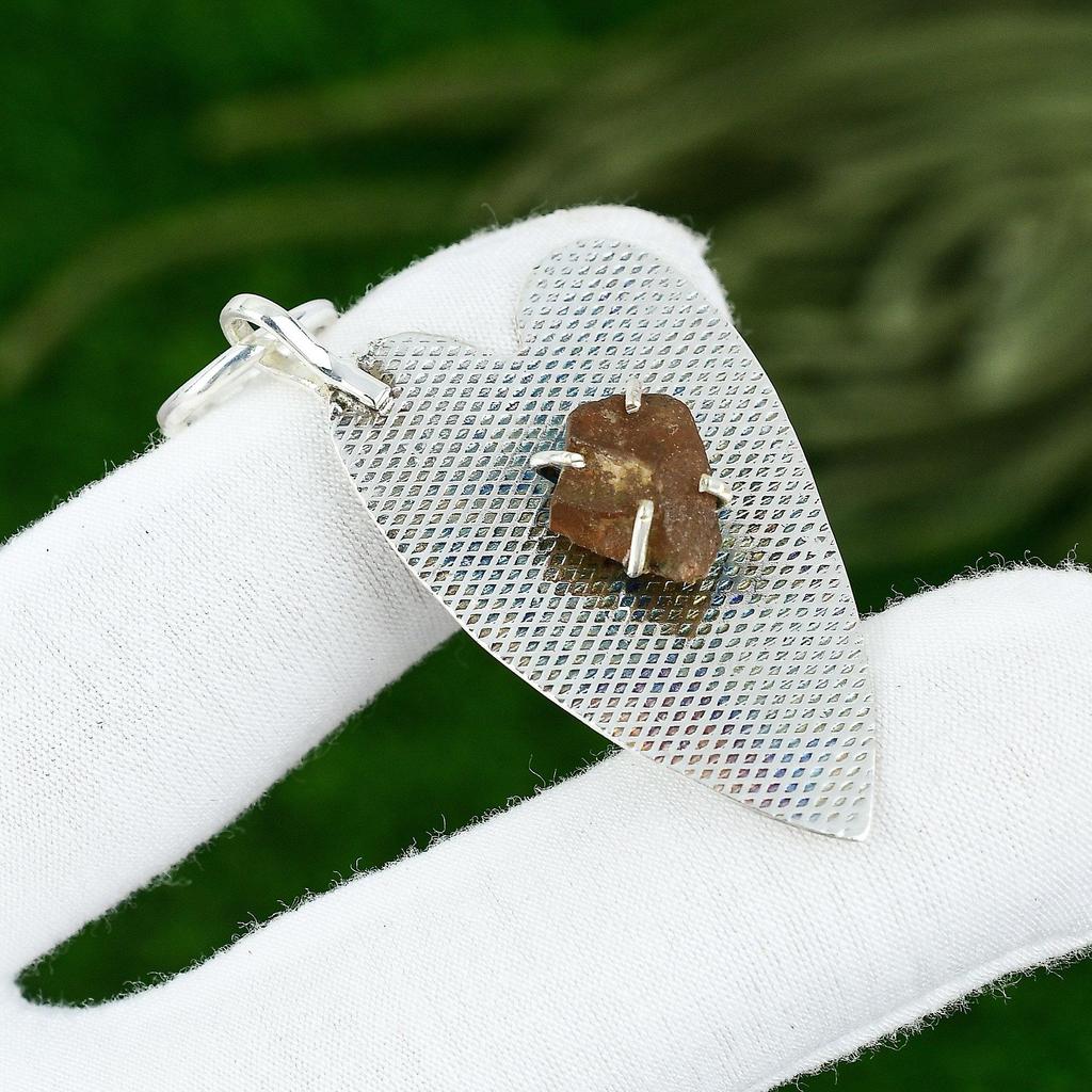 Friendship Day Deal Sterling Silver Morganite Rough Stone Bezel Pendant Jewelry