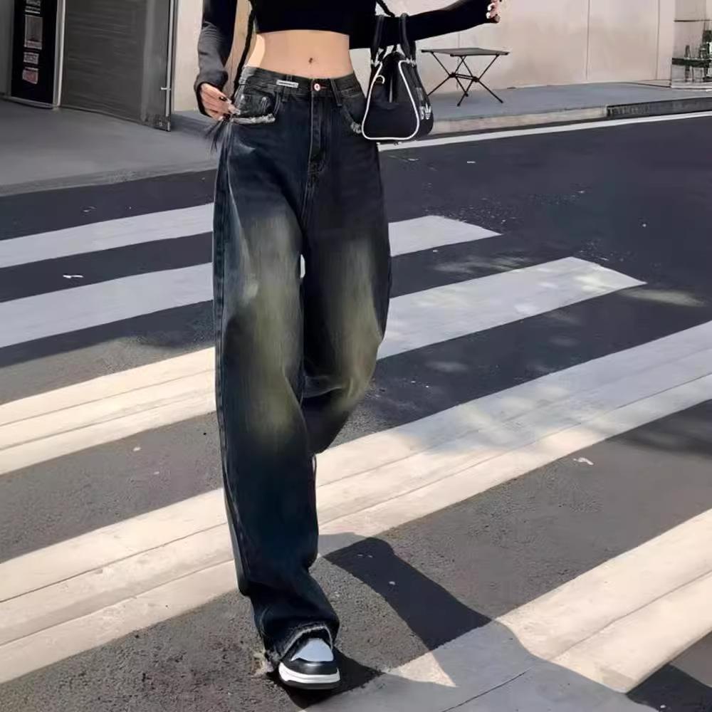 Džíny s vysokým pasem a širokými nohavicemi pro ženy Nové nejžhavější pro tlusté Mm Velká velikost Zeštíhlující kalhoty Volné Rovné Široké nohavice