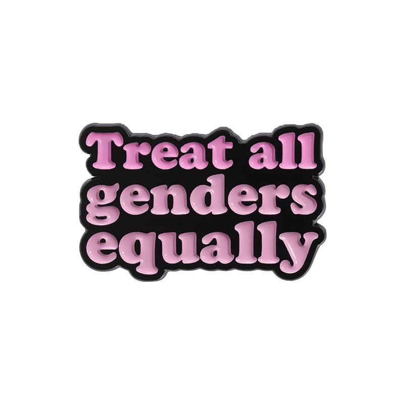 Stylish Equaiiy Series Metal Badge Unique Geometric Brooch With Colorful Lettering For Fashionable Occasions