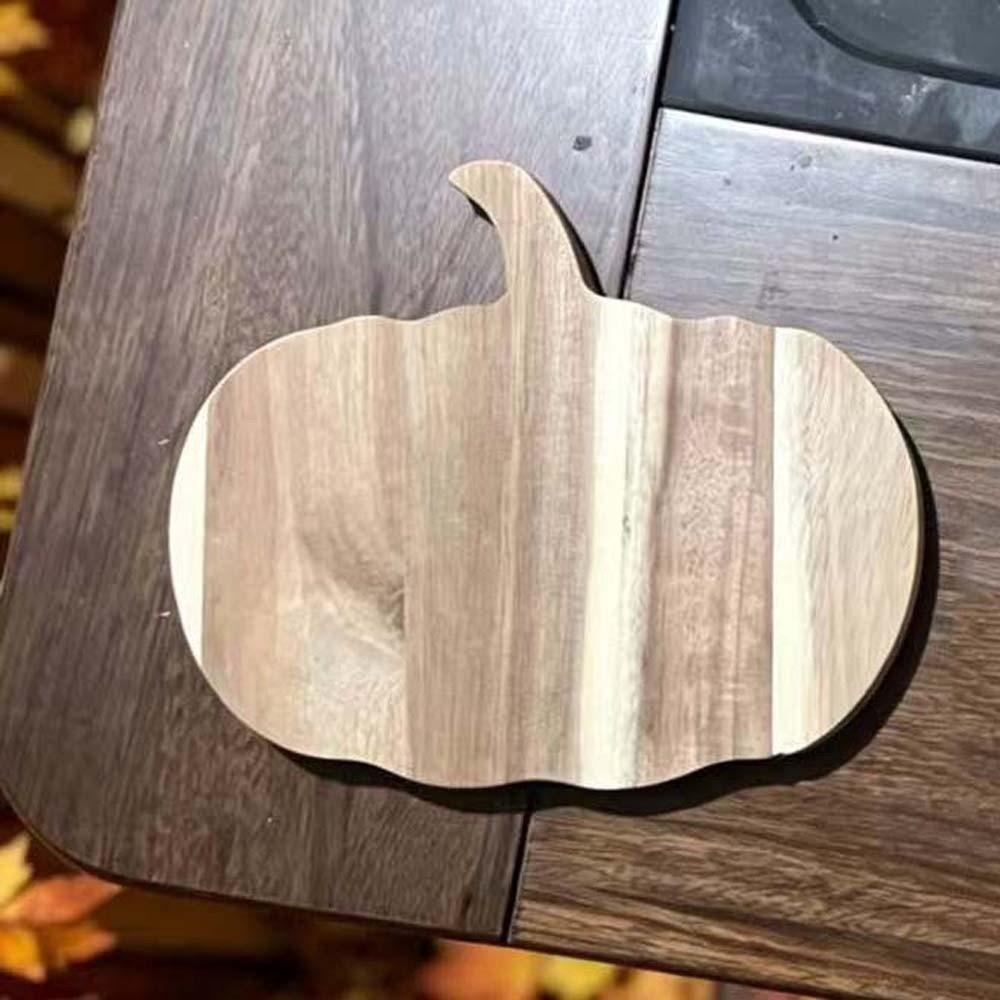 1pair Solid Wood Pumpkin Cutting Board Pumpkin Shaped Natural Color Ghost Serving Tray Smooth Edge Thick Design