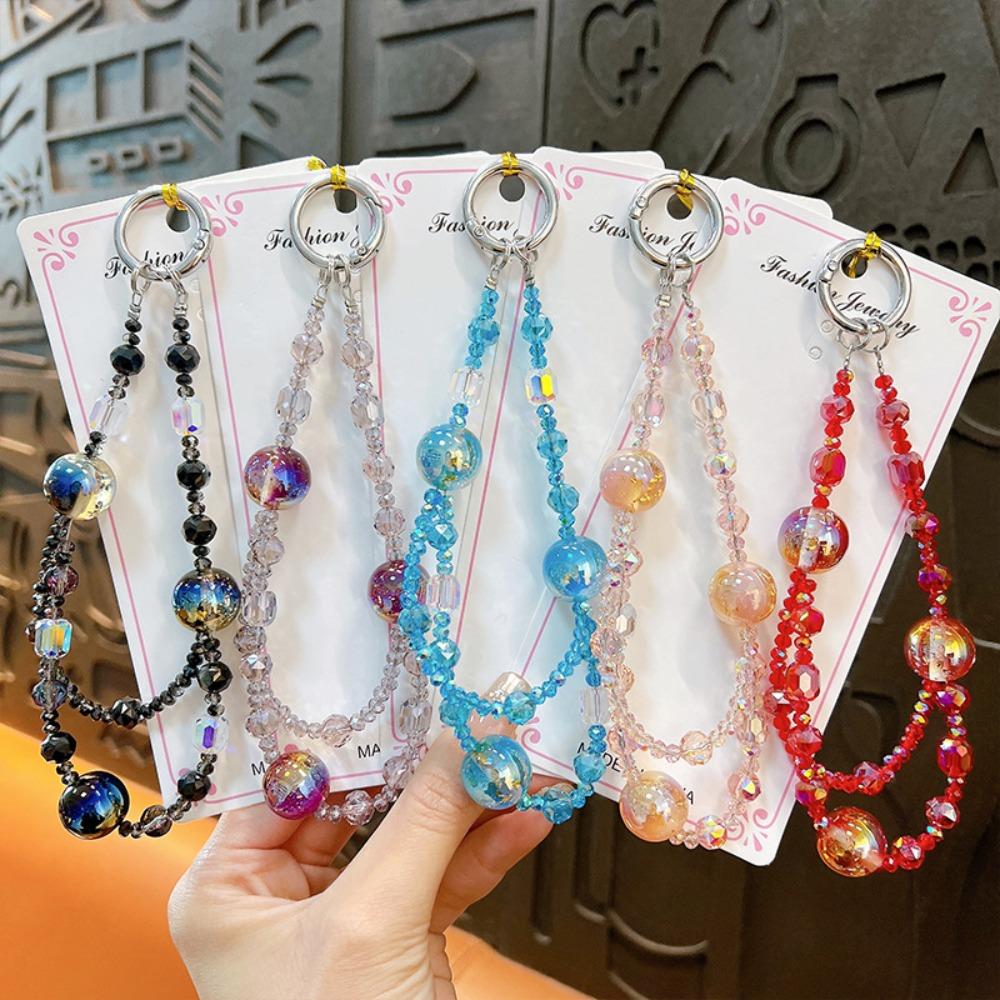 

Бісерні перлинні телефонні чохли з подвійним ланцюжком, що запобігають втраті, з мотузкою та ремінцями для телефонів, аксесуари для телефонів червоний