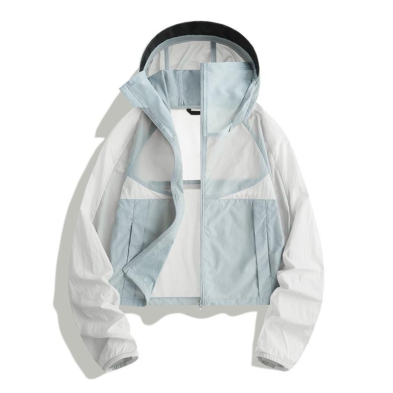 Women's super stylish summer short sun-protective shirt, hooded breathable sun-protective jacket worn outer, outdoor cooling sun-protection top