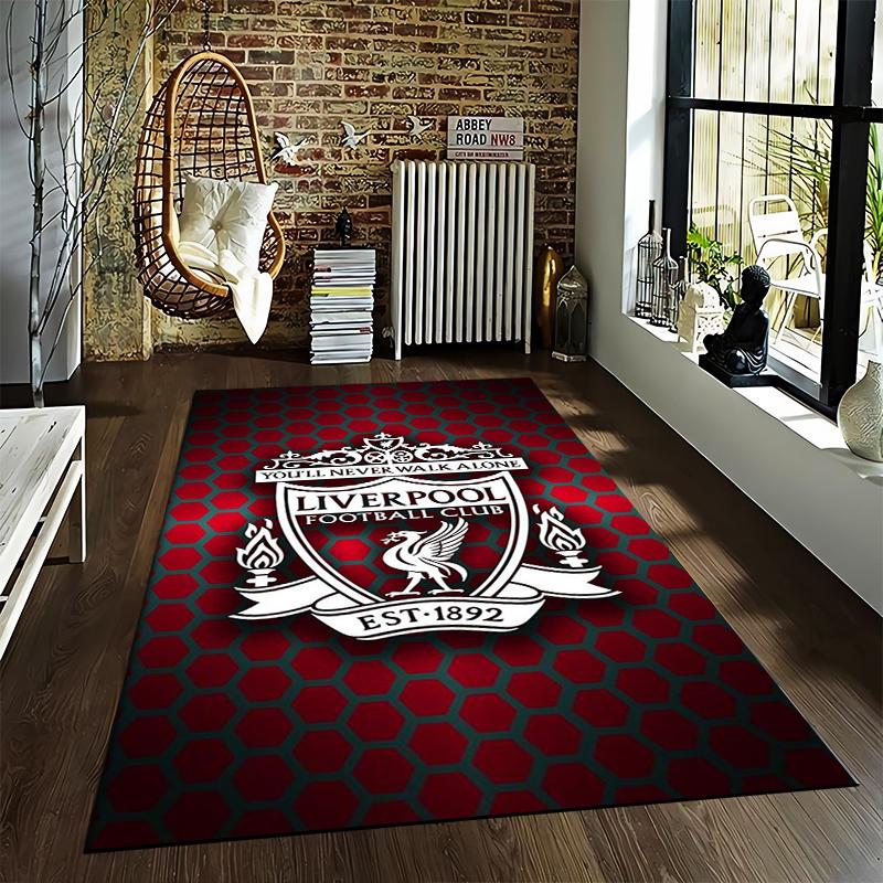 Tappeto Logo Liverpool Football Club, Design a Nido d'Ape Rosso Adatto per l'uso come antiscivolo per soggiorno camera da letto divani