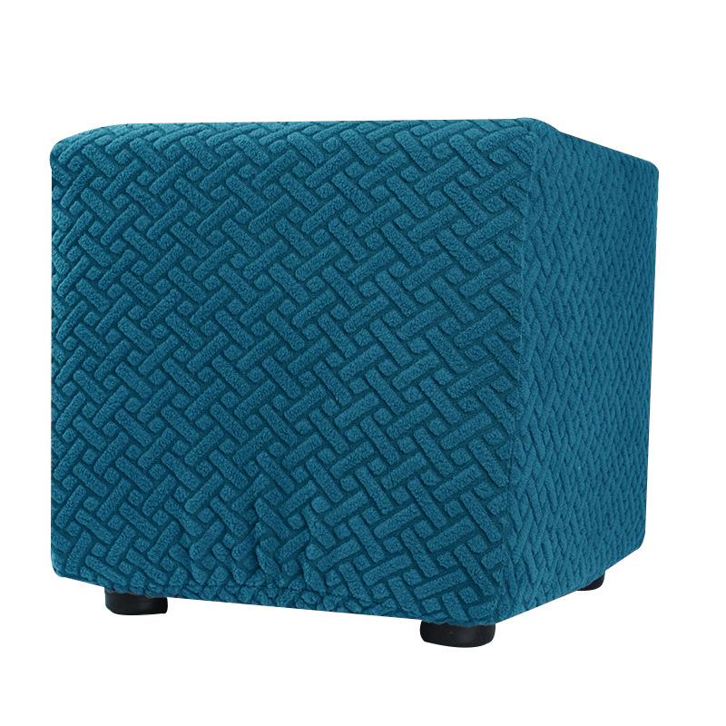S/M/L Solid Color Jacquard Stretch Ottoman Stool Cover Washable Square Stool Covers All-inclusive Under Desk Footrest Slipcovers