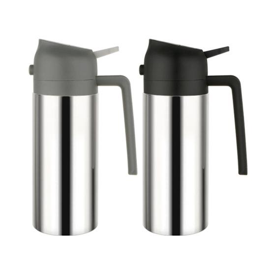 Bottiglia erogatrice di olio 2 in 1 per cucina 360/430/500 ml in acciaio inossidabile con doppio ugello, spruzzatore per olio da barbecue per cucinare, grigliare, insalate e cuocere al forno.