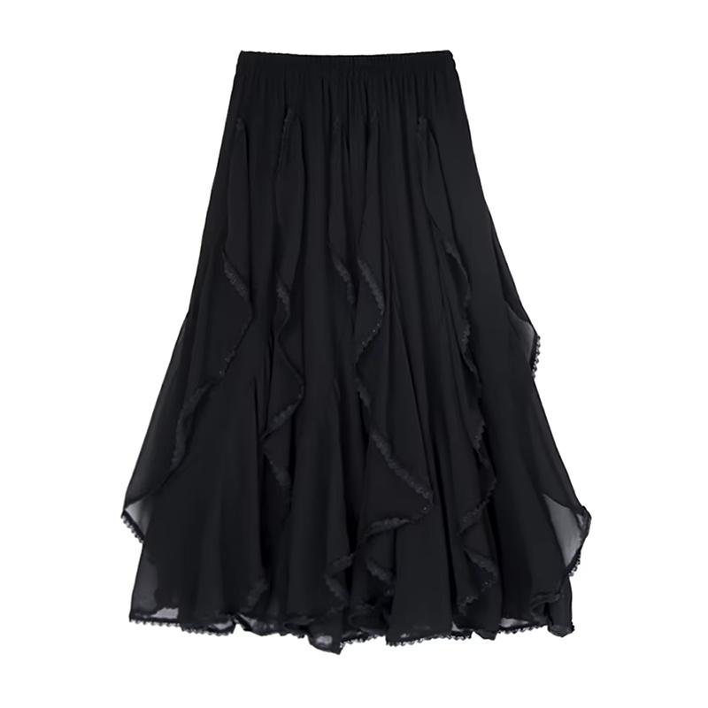 

Юбка А-силуэта с кружевом в стиле пэчворк XITAO GYX1641 L чёрный