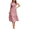 Women's Flutter Sleeve Smocked Tiered Midi Dress