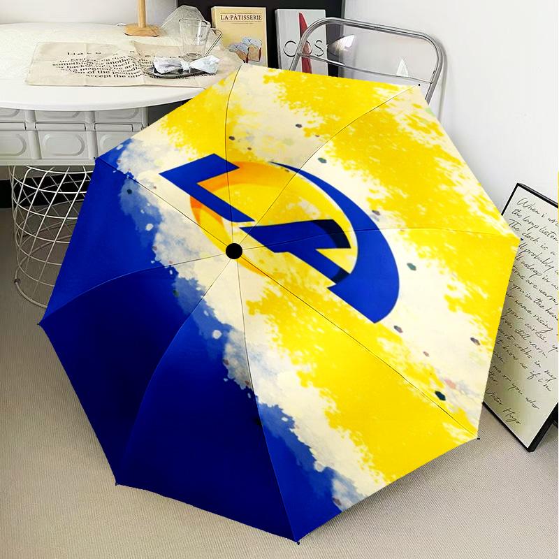 1PC Rams Football Team Spirit Printed Umbrella Folding umbrella, automatic umbrella 8-Frame for Travel, camping Fan gifts Christmas Gifts