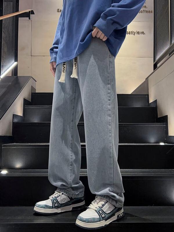 Dingfengbaoluo Men's Vintage Straight Wide-Leg Casual Pants