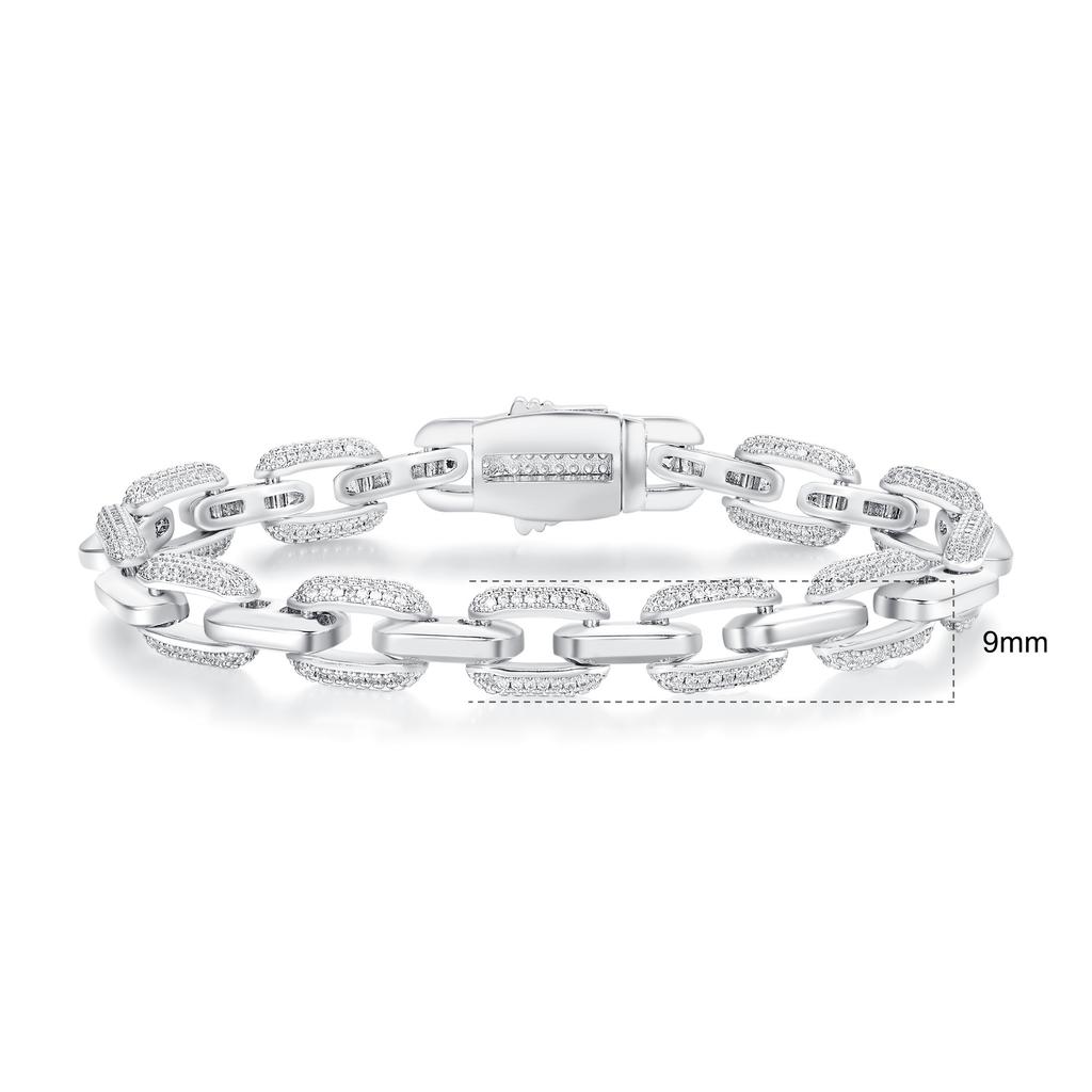 A Copper Inlaid Zircon Tennis Bracelet 9mm Cuban Bracelet Heavy Industry Design Viral Trends