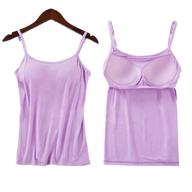 Sleeveless Women's Camisole with Chest Pads - Spaghetti Strap Tank Top, Wire-Free Cup, Ideal As Outerwear Base Layer or Yoga Sportswear