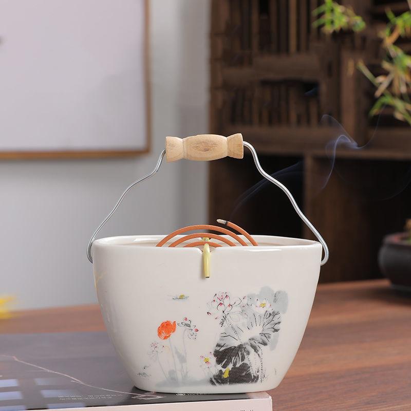 1PC Wisteria Lotus Ceramic Incense Burner Ceramic Sandalwood Incense Burner Coil Incense Dish S/L