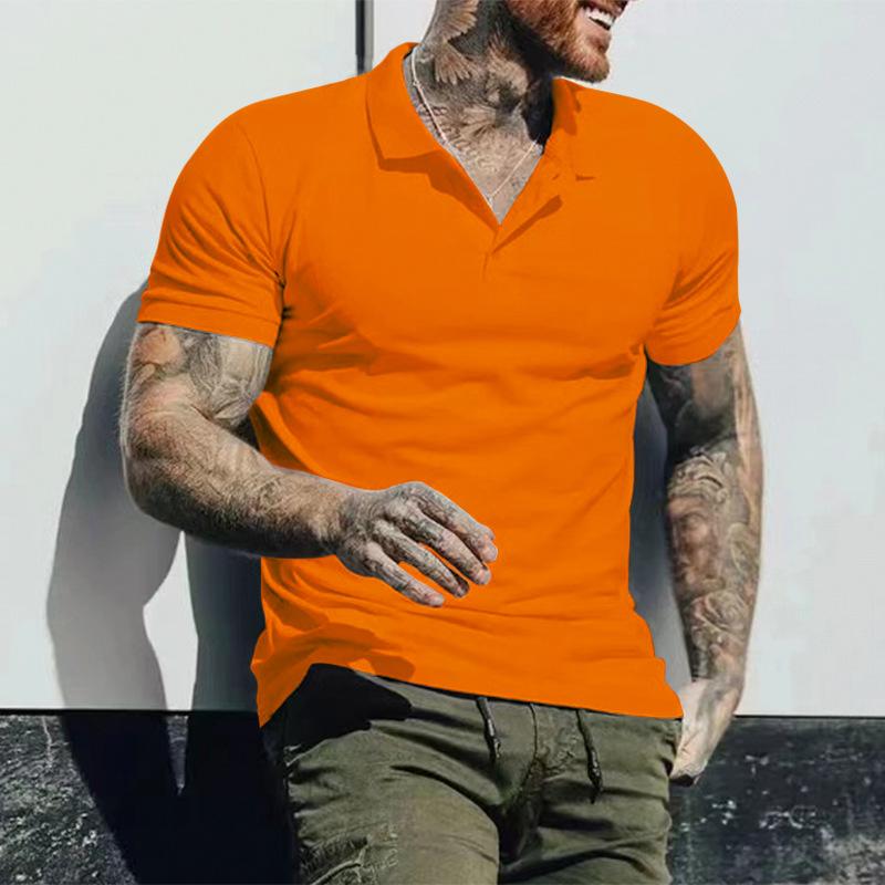 

Solid Colour Thin Polo Tops Casual Sports Summer Lapel Polo Shirt Slim Short-sleeved T-shirt Men XXXL