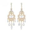 Exaggerated Crystal Golden Long-style Bridal Earrings for Wedding Ceremony and Banquet Dress Accessories