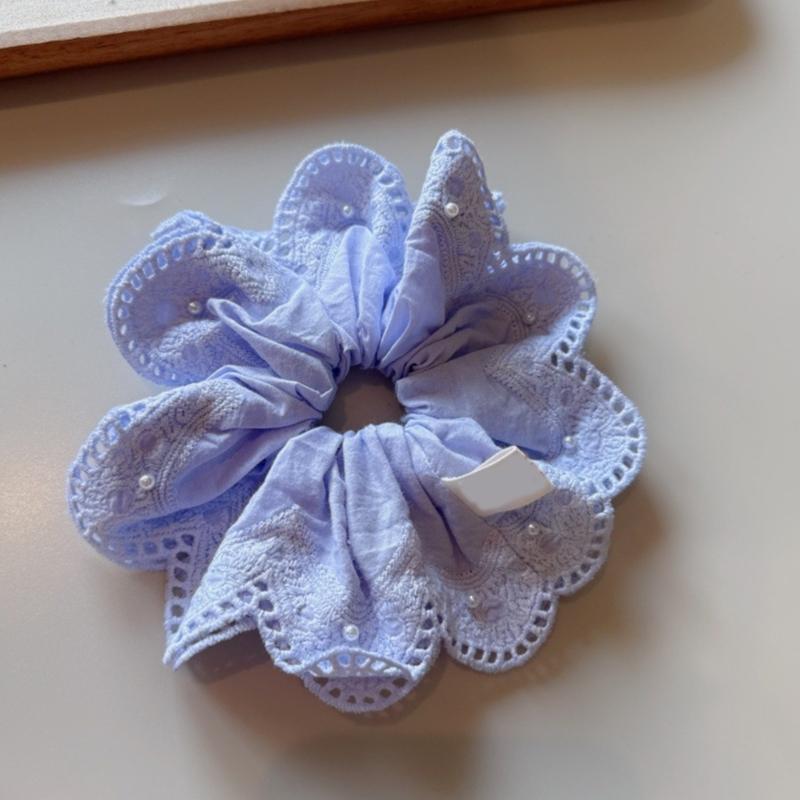 Elegant Lace Scrunchie Hair Tie Soft Fabric Hair Accessory For Women Girls Daily Party Wedding Casual Prom Occasion