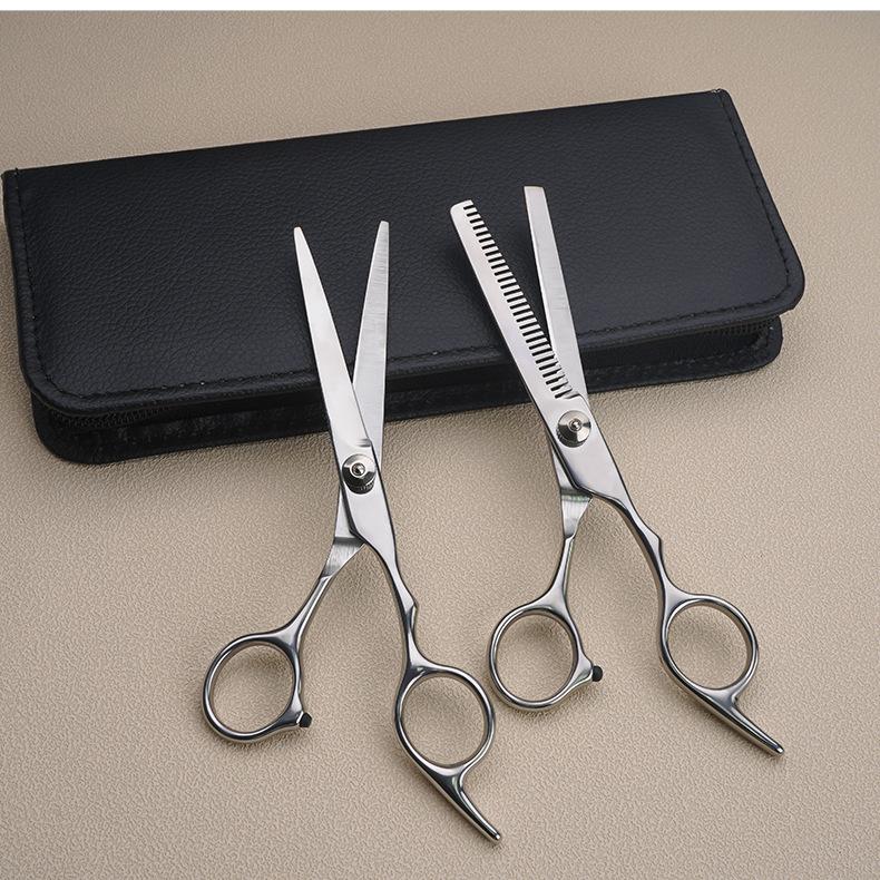 Juego de tijeras de peluquería blancas de 6 pulgadas: Tijeras planas y dentadas para adultos y niños