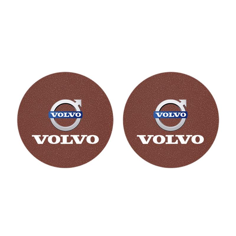 2Pcs Suede Car Coaster Mat Anti-slip Water Cup Pad For Volvo Rdesign XC90 V90 V60 XC60 XC40 V40 EC40 EX40 S60 S90 S80 V70 EX90