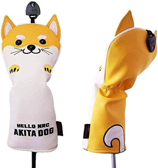 Waterproof Akita Dog Golf Headcover for Fairway Drivers and UTs Woods, Woods, (440cc, 460cc), Utilities, (Beige)