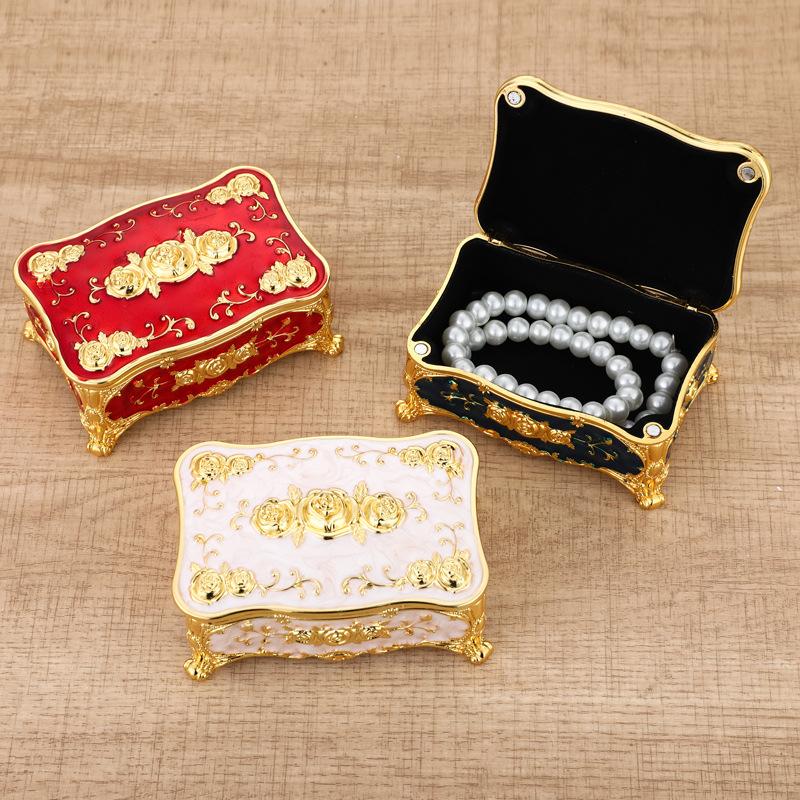 European Style China Zinc Alloy Jewelry Box for Ring Necklace Earrings Storage Wedding Dressing Table