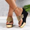 Fashion New Summer Fashion High-heeled Slippers for Women Casual Platform Wedges Flip-flops Women's Shoes Rhinestone Thick Bottom Slides