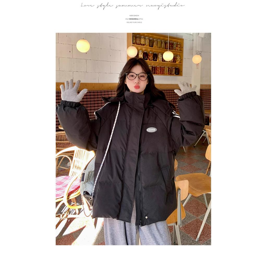 Black down cotton-padded clothes for women's winter year new loose student thickened anti-season cotton-padded clothes and cotton-padded jackets