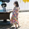Girls' Suspenders, Summer Clothes, Western Style, Children, Big Children, Cotton Floral Wide-leg Jumpsuit Dress